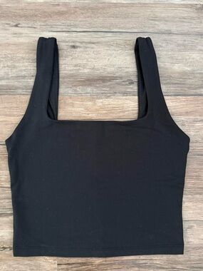 Black Workout Tank Cropped Double Lined